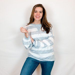 Grey Stripped Pullover Large